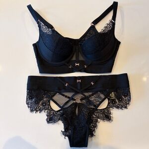 Honey Birdette Black Lace Bra Set